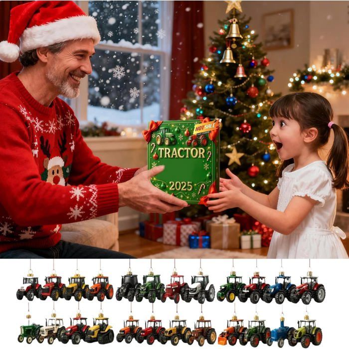 Calendrier De L'Avent Tracteur - Décor Acrylique 2D, Compte à Rebours 24 Jours, Pour Noël