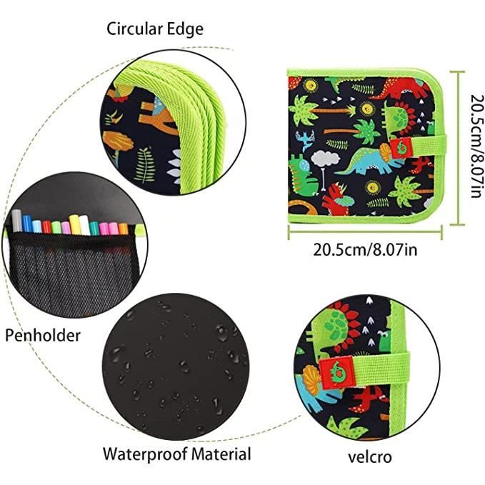 Carnet De Dessin Effaçable Pour Enfants - 14 Pages Réutilisables - 12 Stylos à Eau Colorés - Sac à Dos Inclus - À Partir De 3 Ans