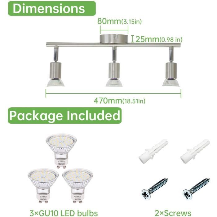 Briloner SUPO Plafonnier, orientable, douille GU10, 3 ampoules, blanc