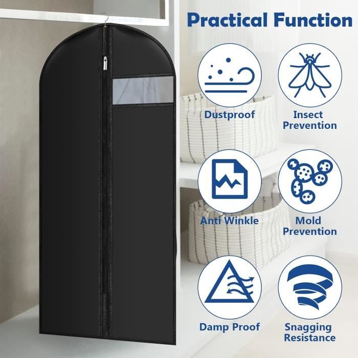 Lot De 8 Sacs à Vêtements Transparents 60 X 80 Cm, 60 X 100 Cm, 60 X 120 Cm, Avec Fermeture éclair, Anti-poussière, Pliable, Lavable, Résistant Aux Mites, Pour Costumes, Robes, Etc