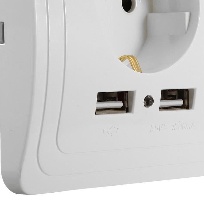 Prises électriques Euro 16A, prises murales avec double USB, panneau en  plastique, chargeur USB blanc, accessoires électriques - AliExpress