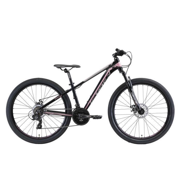 VTT BIKESTAR 27 5 Pouces 21 vitesses Shimano avec frein a disque Hardtail Noir Rose Cdiscount Sport