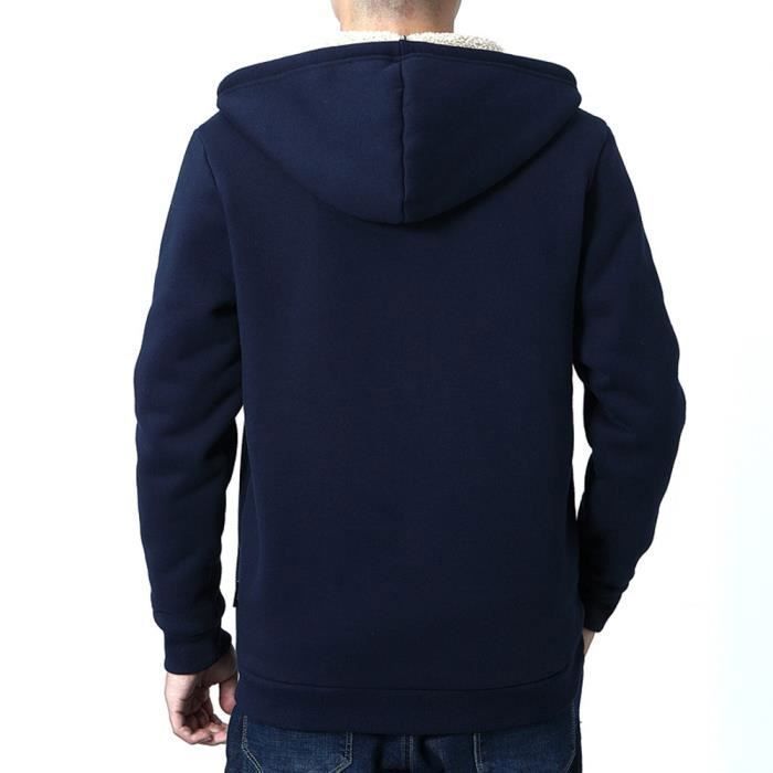 Classic Sweatshirt à Capuche Zippé à Manches Longues Pour Hommes Brun O 5105739