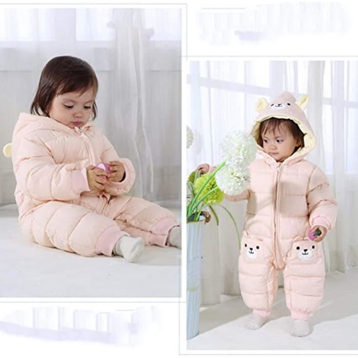 Combinaison de Neige Bébé Fille Barboteuses Epaisse Chaude Ensemble avec  Chausson Gants Capuche Manteau Jumpsuit,Rose,0-6 mois Rose - Cdiscount  Prêt-à-Porter