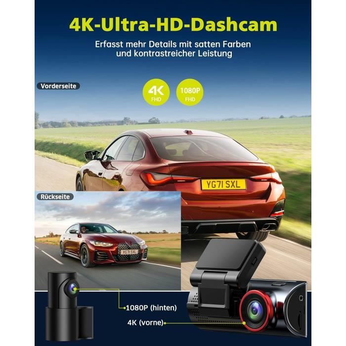  WiFi Dashcam Auto Vorne und Hinten, 2.5K+1080P