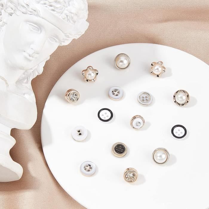 30 Broches Boutons De Chemise Fantaisie - Strass Et Perles Pour Col, Écharpe Et Cardigan