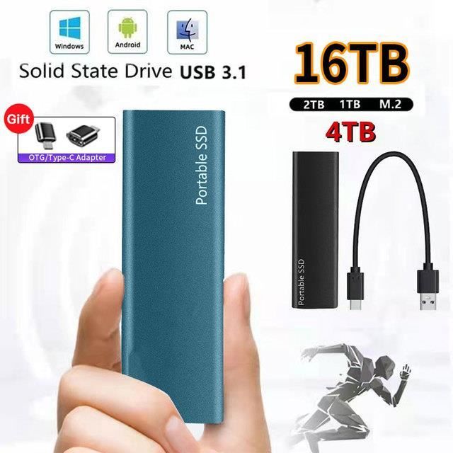 Disque dur externe SSD USB 3.1, 4 To-2 To-1 To-500 Go haute
