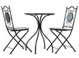Ensemble de table ronde et 2 chaises en fer forgé coloris noir et mosaïque multicolore-2