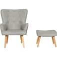 Fauteuil style scandinave tissu "Odense" - Gris clair-2