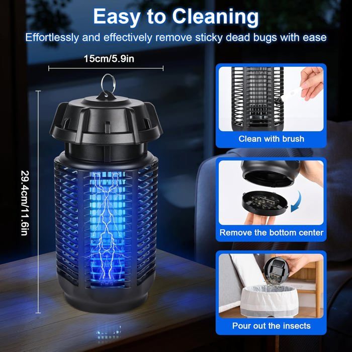 Lampe Anti Moustiques Rechargeable USB - Lumière Bleue 2000V, Étanche - Pour Jardin, Terrasse, Camping - Piège à Mouches Et Moustiques