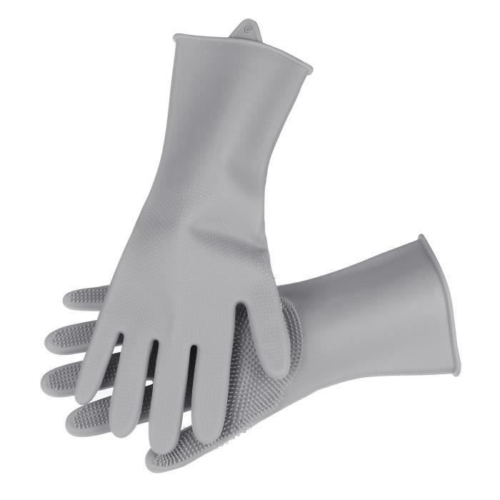 WLLHYF Lot de 2 paires de gants de nettoyage en caoutchouc réutilisables  pour la vaisselle, gants de nettoyage en caoutchouc imperméables, gants de