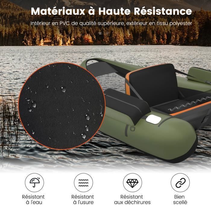 Bateau Gonflable Bellyboat FANTASK - Pêche, Pagayable, Charge Max 150kg - Avec Pompe, Pagaie Et Accessoires
