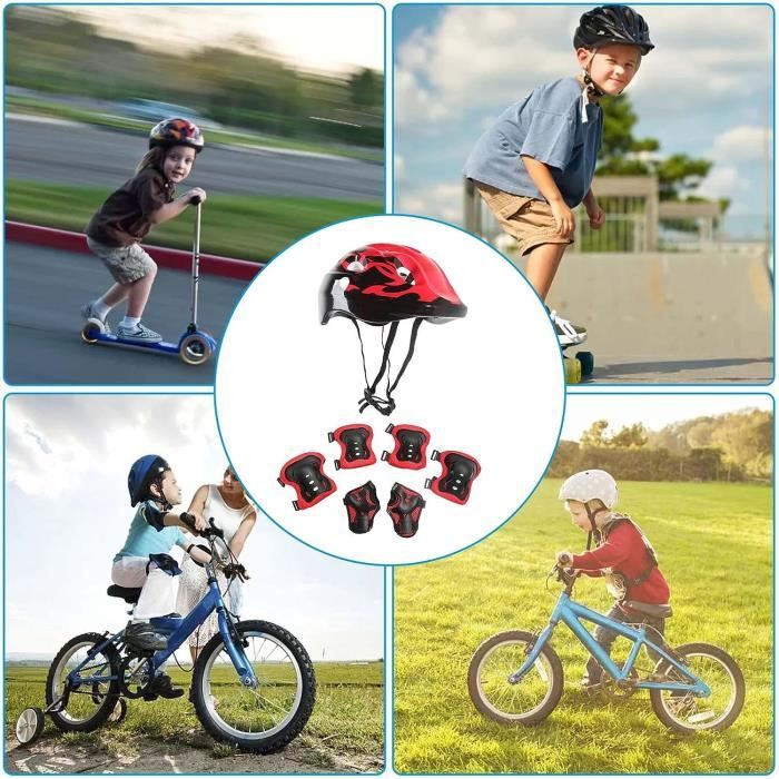 Kit De Protection Enfant Acunny – Casque, Protège-poignets, Genouillères Et Coudières – Pour Vélo, Skate, Ski Et Trottinette