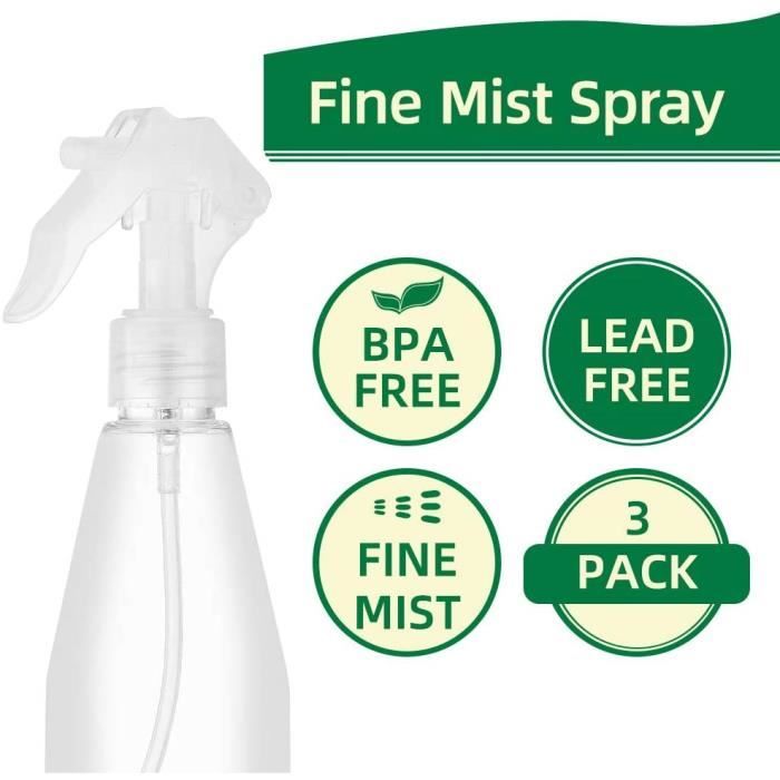 Lot De 3 Vaporisateurs Vides 200 Ml - Plastique, Anti-fuite, Pour Plantes Ou Coiffure