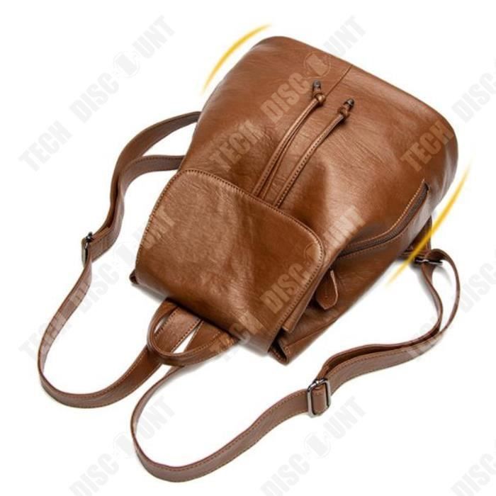 Sac à Dos Convertible VASCHY - Cuir PU - Grand 34x36cm - Anti-vol - Poches Multiples - Pour Travail, Voyage