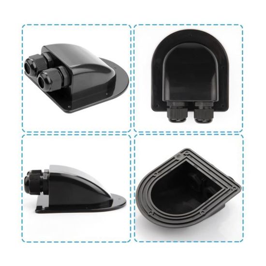 Presse-Étoupes Solaire Double Entrée IP68 YACSEJAO - Étanché ABS Pour Panneaux Solaires Camping-car, Bateau, Caravane (Noir)