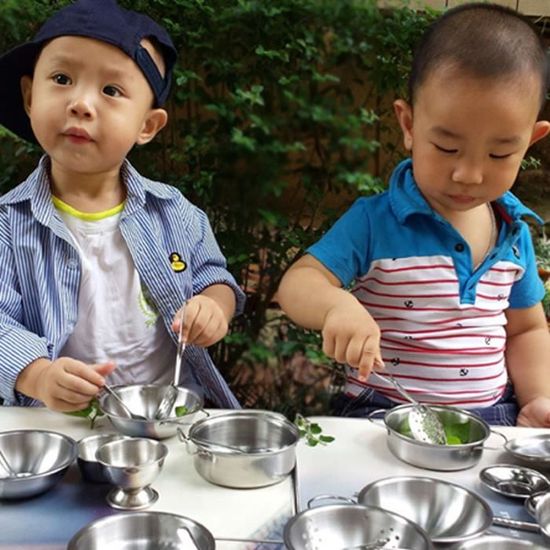 16PCS enfant jouet de cuisine ustensiles en acier inox ensemble de nourriture 