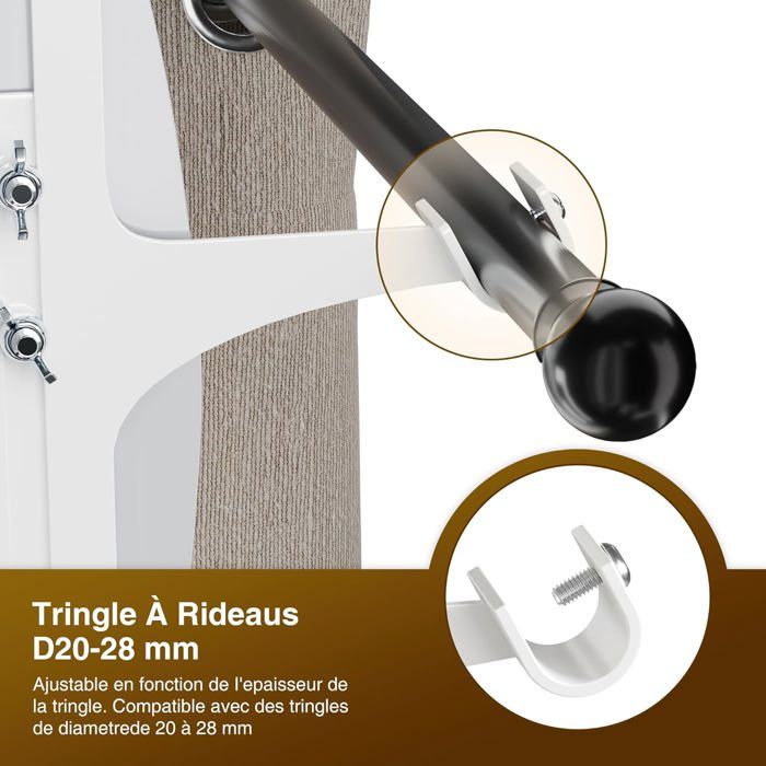 Lot de 2 Supports de Tringle à Rideaux sans perçage, Support Rideau Coffre volet Roulant