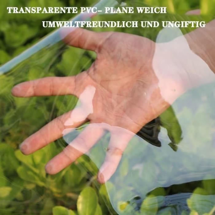 Bâche Transparente Imperméable Avec œillets - 2x2 M, Polyéthylène, Pour Serre, Meubles, Plantes, Protection Extérieure