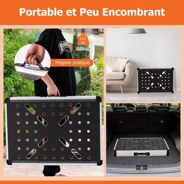 COSTWAY Table De Soudage Pliante 78x51 Cm - Établi Réglable 4 Hauteurs, 5 Angles, Charge 180 Kg Avec Roues