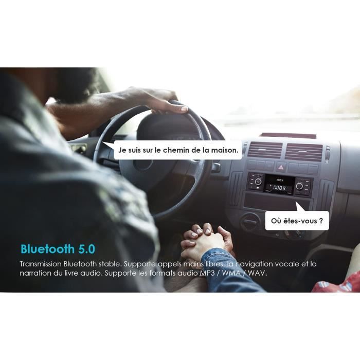 IeGeek Autoradio Bluetooth 5.0, RDS-FM-AM Poste Radio Voiture Bluetooth  Main Libre 60Wx4, Affichage de Horloge, Supporte 2 USB-S38 - Cdiscount Auto