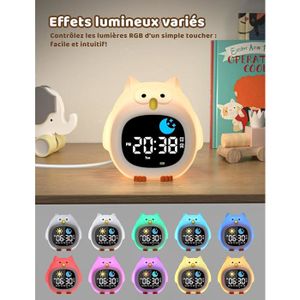 Réveil Lumineux Educatif Jour Nuit 2 Alarme 12/24 Heure Snooze Luminosite De Lecran Reglable Reveil Lumineux 7 Couleurs 10 Chansons Arret Automatiquement En Forme Chat 90868002 Réveil Enfant