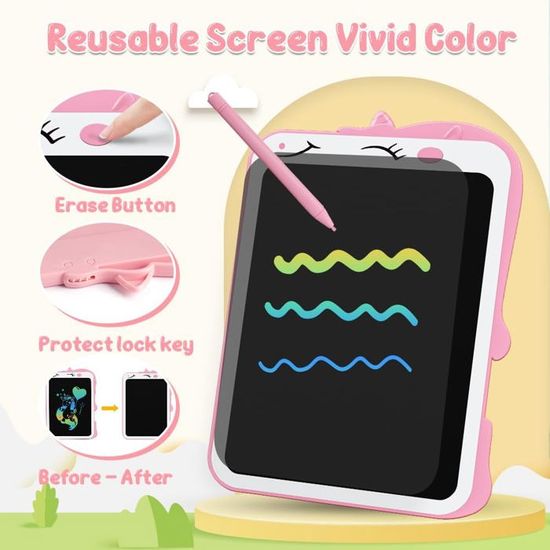 Tablette Dessin Enfant 8,5 Pouces, Tablette D'écriture LCD Colorée Jeux