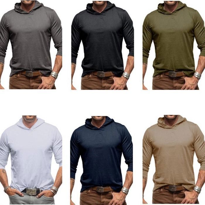 Essentials Lot De 2 T-shirts à Capuche Manches Longues Léger Garçon - 100% Coton Confortable