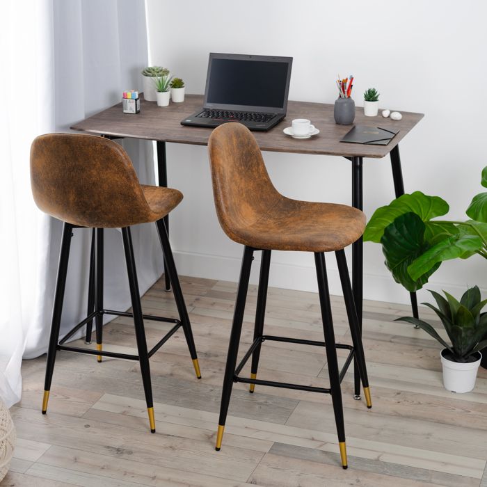 Lot de 2 Chaises de Bar, Tabourets Hauts Vintage, avec Dossier et Lot de 2 Chaises de Bar, Tabourets Hauts Vintage, avec Dossier et