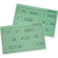 100 Cartons-feuille loto vertes numérotés 10 x 15 cm S-0