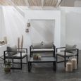 Salon de jardin bas en tissu gris - HAPPY GARDEN - IBIZA - Aluminium - Confortable et facile à entretenir-0