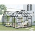 Serre de jardin orangerie en verre trempé 15,5 m² - Anthracite - NARCISSE-0