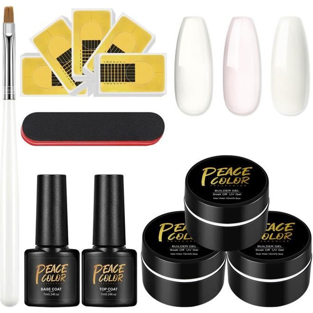 PEACECOLOR Kit gel construction ongle uv Kit de manucure avec gel ongle