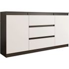 Commode chambre style scandinave/contemporaine - HUCOCO - ALBI - 3 tiroirs - Blanc - 140x40x76