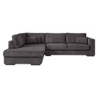 Canapé d'angle gauche BELAMI XXL 6 places en velours côtelé - Gris foncé - L303 x P228 x H86cm - LOUNGITUDE