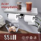 MOOHO 2 En 1 Porte-papier Toilette(Inox) avec étagère, Porte-papier Perçage WC, Multifonctionnel porte-rouleau - 27 * 10.5 * 9.5 CM