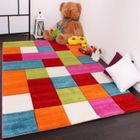 PHC Tapis Pour Enfant à Carreaux Multicolore Vert Rouge Bleu Crème Rose [200x290 cm]