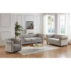 VENTE-UNIQUE Canapé CHESTERFIELD - Velours gris clair - 3+2+1 places