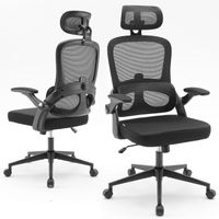 SIHOO Chaise de bureau ergonomique à dossier haut, chaise de bureau en maille avec appui-tête réglable et support lombaire Noir