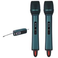 Microphone sans fil Rechargeable Portable pour l'extérieur et la maison, 2 micros + 1 récepteur - Bleu