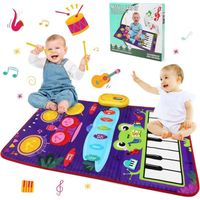 Jouets Musical Bébé 1 an,Tapis de Piano pour Enfants,Jouet Musical 2 en 1 Piano et Batterie de Jazz avec 2 Bâtons,Tapis de Musique