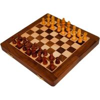 Jeu d'échecs magnétique pour adultes et famille - Bois d'érable et sheesam - Taille 7x3.75x1.75 pouces