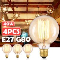 CON® 4x Ampoules E27 40W Vintage Ampoule A incandescence Globe G80