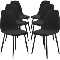 Lot de 6 housses de chaise extensible scandinave noir, Imperméable  couverture de chaise de cusine en jacquard