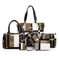 Mode sacs à main de luxe nouveau 6 pièces ensemble femmes Plaid couleurs sac à main femme  sl0808bg45ls Marron