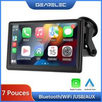 GEARELEC Autoradio portable sans fil Apple CarPlay et Android Auto - Écran tactile de 7 pouces avec WiFi USB AUX Bluetooth