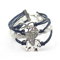 LCC® Bracelet femme/homme simili cuir blue/blamc tissé à la main  cordon argent artisanal Infini arbre de vie/ coeur one direction