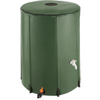TECTAKE Tonneau Récupérateur d'eau de pluie avec Robinet et protection anti-débordement Haut amovible - Vert