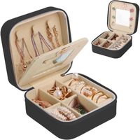 Boîte à Bijoux, étui à Bijoux Avec 3 Niveaux En Cuir PU Verrouillable Pour Montres, Bagues Et