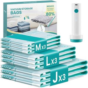 Rangement Saisonnier Vide Maison Kit De Rangement Sous Vide MONVANE - 6 Sacs (3XL 80x100cm & 3L 60x80cm) + Pompe électrique - Pour Vêtements, Couettes, économie D'espace Rangement Saisonnier Vide Maison Kit De Rangement Sous Vide MONVANE - 6 Sacs (3XL 80x100cm & 3L 60x80cm) + Pompe électrique - Pour Vêtements, Couettes, économie D'espace